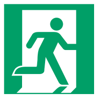 Djois emergency exit right warning sign, 200mm x 200mm 7510005 234850