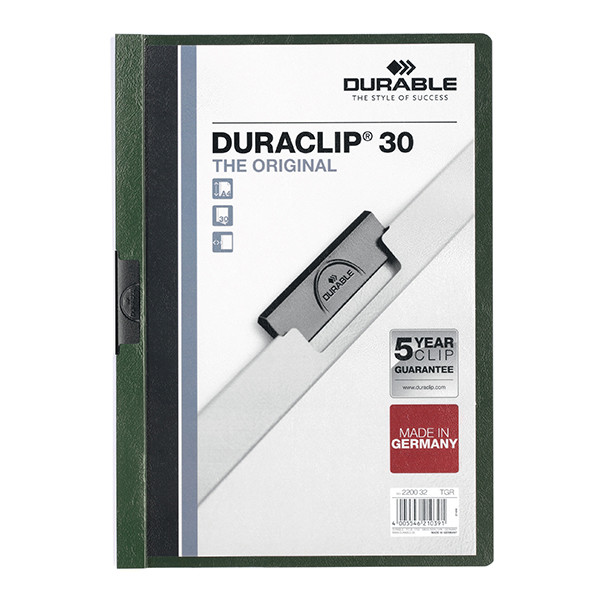 Durable Duraclip dark green A4 clip folder (30-pages) 220032 310141 - 1