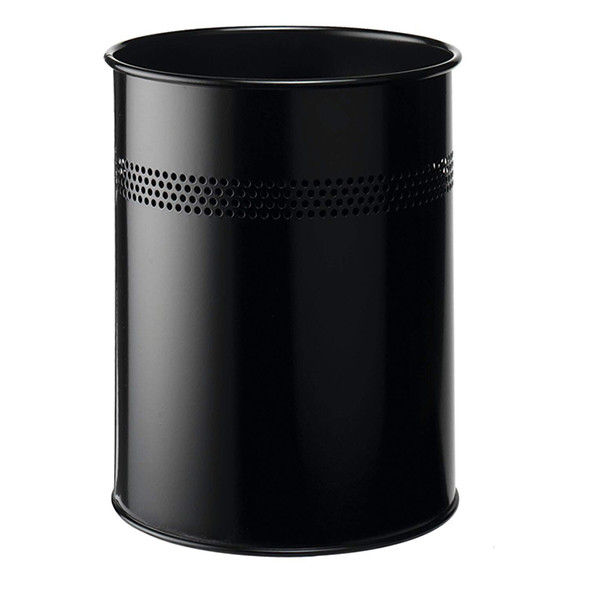 Durable black metal perforated waste bin, 15 litres 330001 310272 - 1