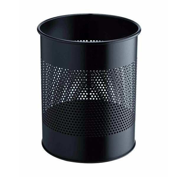 Durable black perforated metal paper bin 331001 310027 - 1