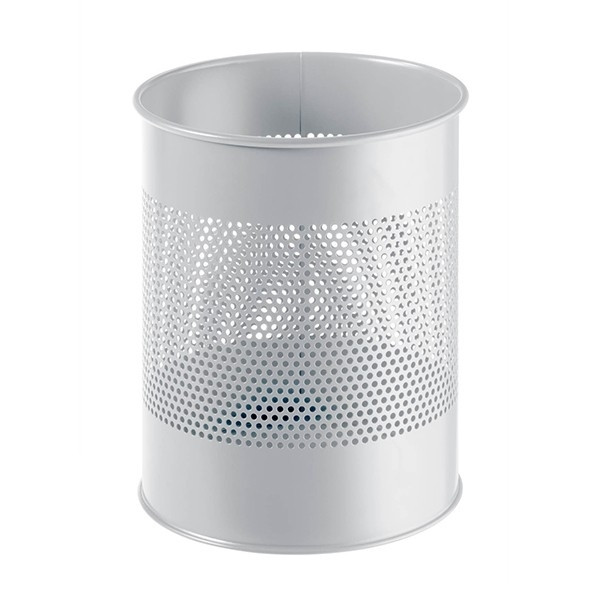 Durable grey perforated metal paper bin 331010 310028 - 1