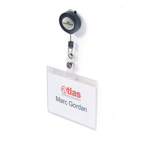 Durable name badge with roll-off mechanism, 90mm x 60mm (10-pack) 813819 310083 - 1