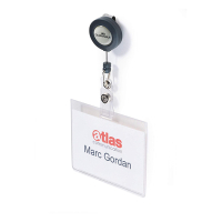 Durable name badge with roll-off mechanism, 90mm x 60mm (10-pack) 813819 310083