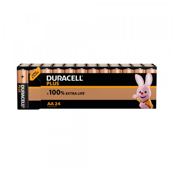 Duracell plus AA battery alkaline 100% extra life (24-pack) 5009386 204551 - 1