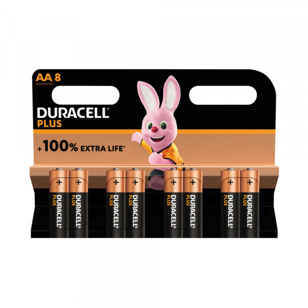 Duracell plus AA battery alkaline 100% extra life (8-pack) 5009372 204549 - 1