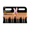 Duracell plus AA battery alkaline 100% extra life (8-pack)