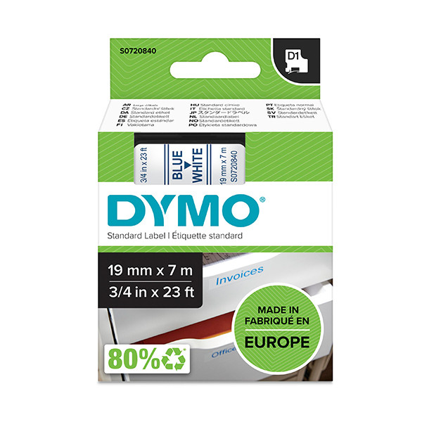 Dymo S0720840 / 45804 blue on white tape, 19mm (original) S0720840 088404 - 1