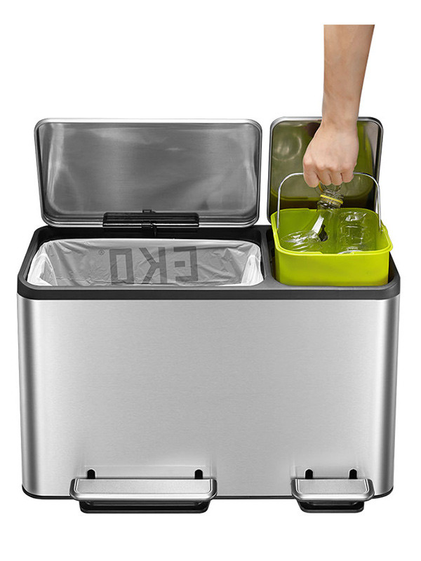 EKO EcoCasa matte stainless steel waste bin, 30 + 15 litres VB912845 SEK00071 - 2