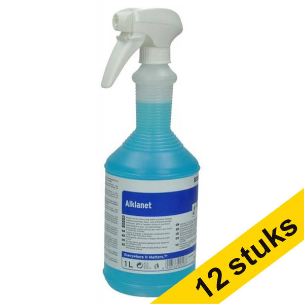 Ecolab Alklanet multi-surface and glass spray, 1 litre (12-pack)  SEC00018 - 1