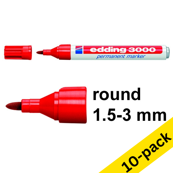 Edding 3000 red permanent marker (10-pack)  240602 - 1