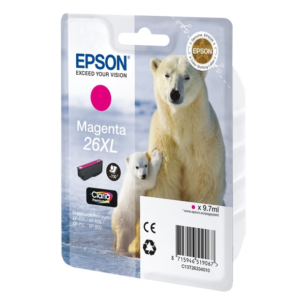 Epson 26XL (T2633) high capacity magenta ink cartridge (original Epson) C13T26334010 C13T26334012 026514 - 1