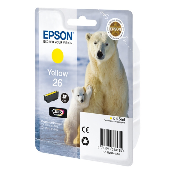 Epson 26 (T2614) yellow ink cartridge (original Epson) C13T26144010 C13T26144012 026504 - 1