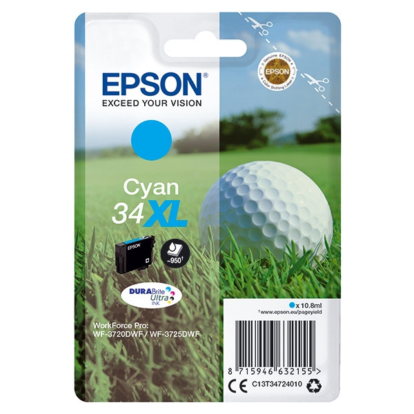 Epson 34XL (T3472) high capacity cyan ink cartridge (original) C13T34724010 027020 - 1