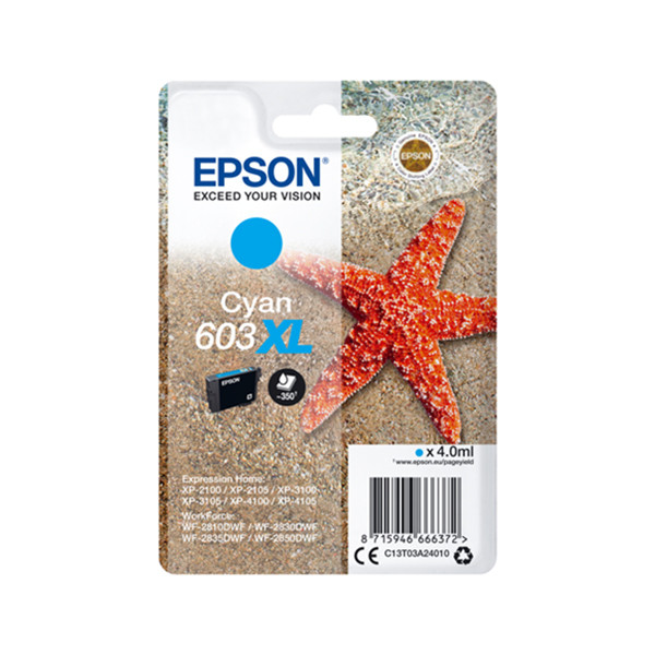 Epson 603XL high capacity cyan ink cartridge (original Epson) C13T03A24010 C13T03A24020 020678 - 1