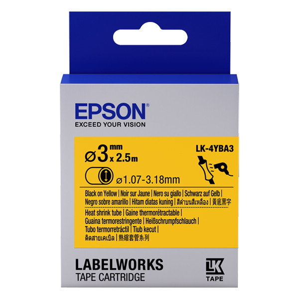 Epson LK-7YBA21 black on yellow heat shrink tubing, 21mm (original Epson) 084302 Epson LK-7YBA21 black on yellow heat shrink tubing, 21mm (original Epson) 084302 - 1