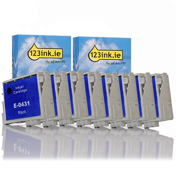 Epson T0431 high capacity black ink cartridge 8-pack (123ink version)  022374 - 1