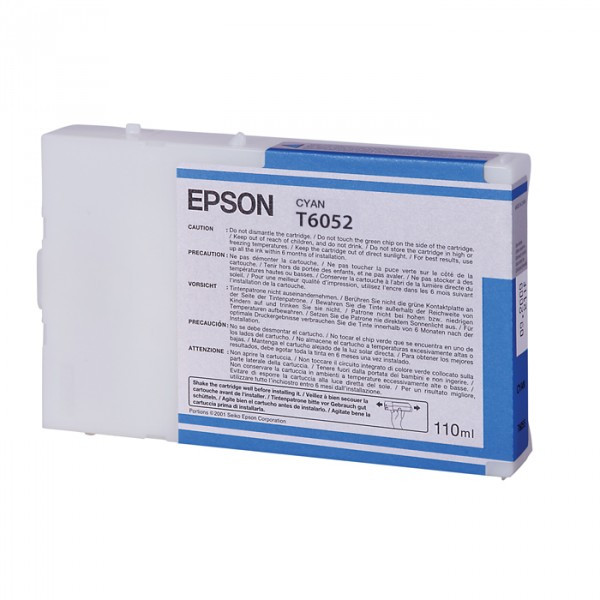 Epson T6052 standard capacity cyan ink cartridge (original Espon) C13T605200 026052 - 1