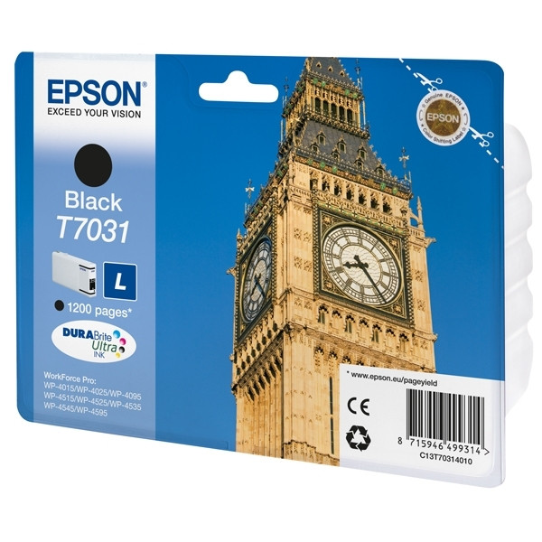 Epson T7031 black ink cartridge (original Epson) C13T70314010 026424 - 1