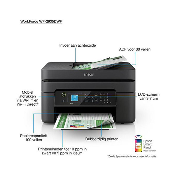 Epson Workforce Wf 2935dwf All In One A4 Inkjet Printer With Wifi 4 In 1 Epson 123inkie 9827