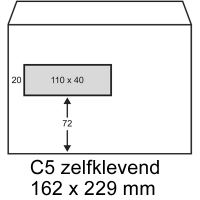 Exclusive C5 white envelope self-adhesive window left, 162mm x 229mm (100-pack) 402560-100 209178