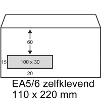 Exclusive EA5 / 6 envelope white self-adhesive with left window, 110mm x 220mm (200-pack) 402520-200 209170