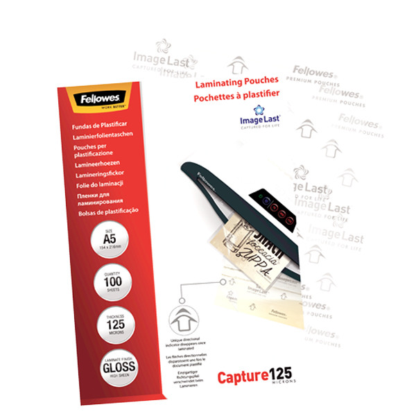 Fellowes ImageLast A5 glossy laminating pouch 2x125 micron (100-pack) 5307302 213384 - 4