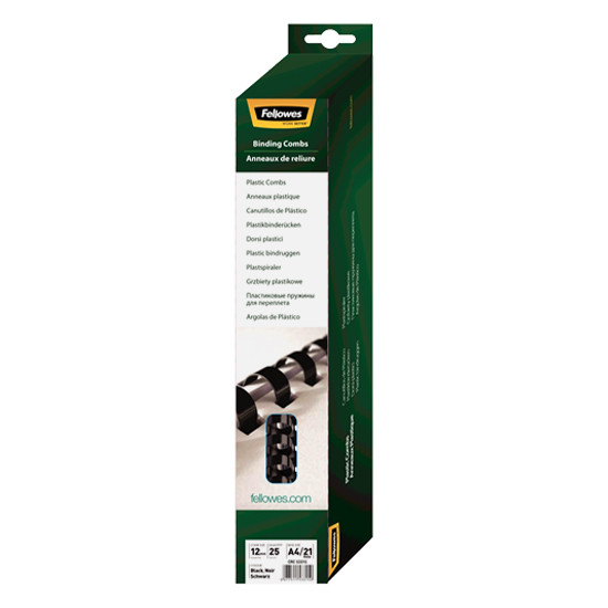 Fellowes black binding spine 12mm (25-pack) 5331502 213157 - 1