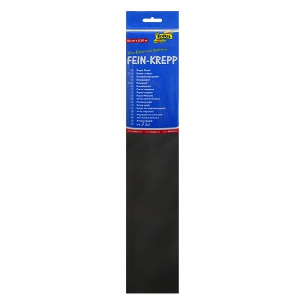 Folia black crepe paper, 250cm x 50cm 822199 222086 - 1