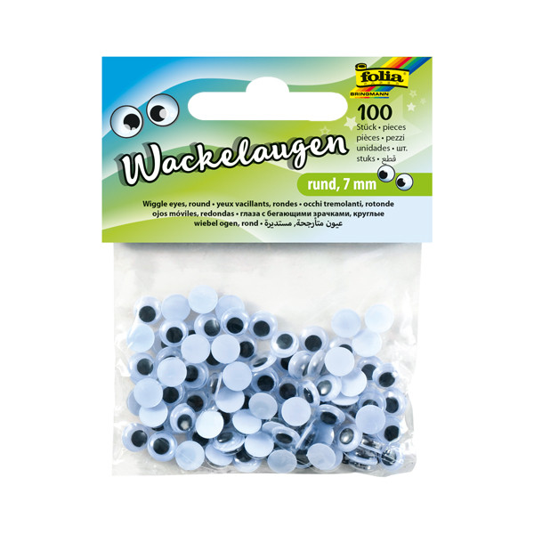 Folia round googly eyes, 7mm (100-pack) 750007 222157 - 1