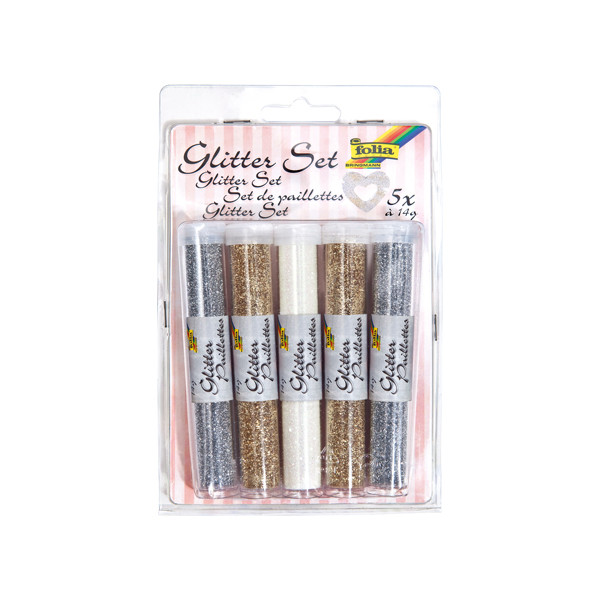 Folia silver/gold/white glitter set (5-pack) 57801 222140 - 1