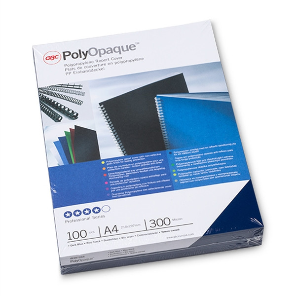 GBC PolyOpaque dark blue binding cover, 300 microns (100-pack) IB387265 207466 - 1