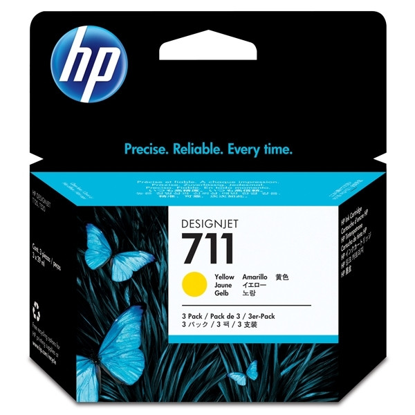 HP 711 (CZ136A) yellow ink cartridge 3-pack (original HP) CZ136A 044208 - 1