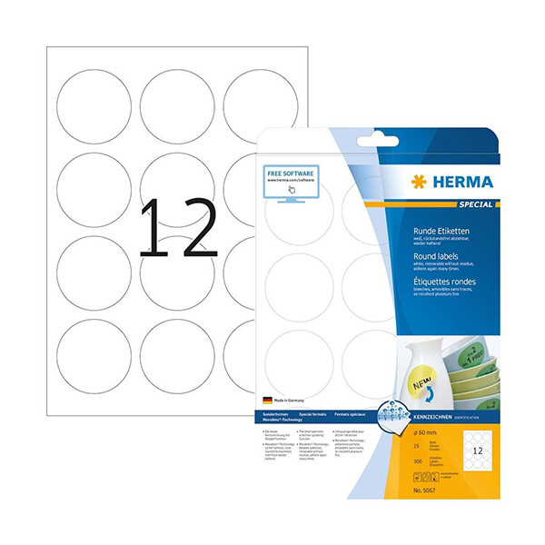 Herma 5067 detachable labels round Ø 60mm (300 labels) 5067 230401 - 1