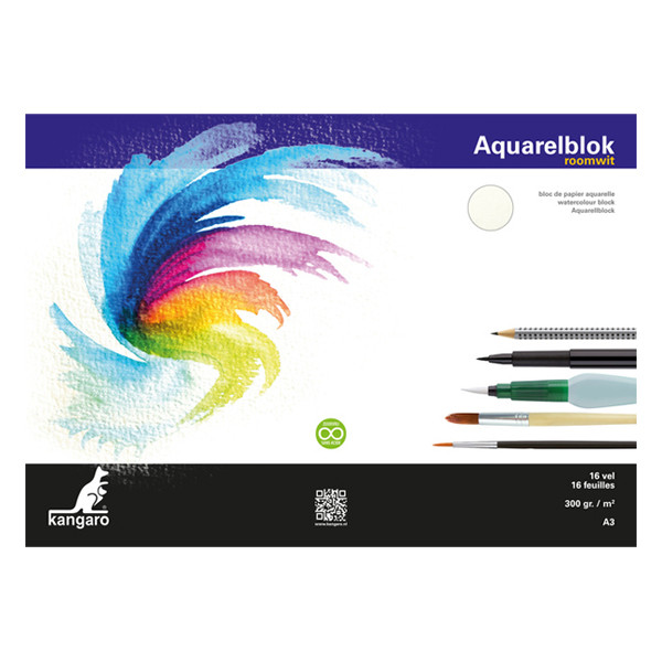 Kangaro A3 cream white watercolour paper, 300g (16 sheets) K-5303 206998 - 1