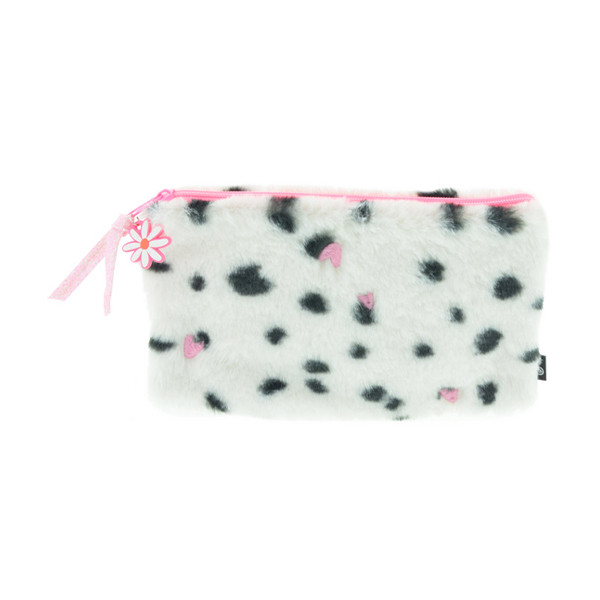 Kangaro Bonjour Babe white fur with hearts pencil case K-PM920034 056712 - 1