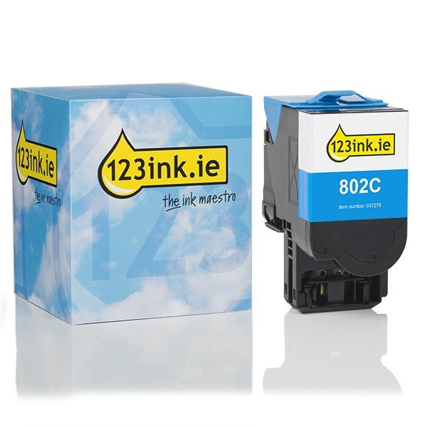 Lexmark 802C (80C20C0) cyan toner (123ink version) 80C20C0C 037279 - 1