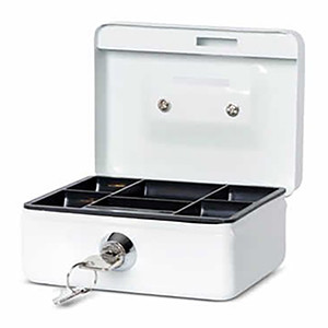 Maul white steel cash box with coin slot (12.5cm x 9.5cm x 6cm) 5603002 402201 - 1