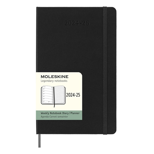 Moleskine black large hardcover 18 month weekly diary 2024/2025 DHB18WN3Y25 313222 - 1