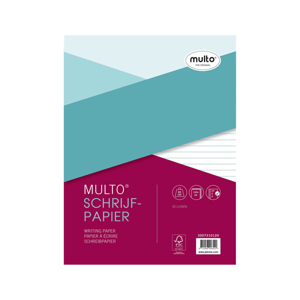 Multo A4 lined ring binder paper 80g, 100 sheets (23-rings) 3007310120 205672 - 1