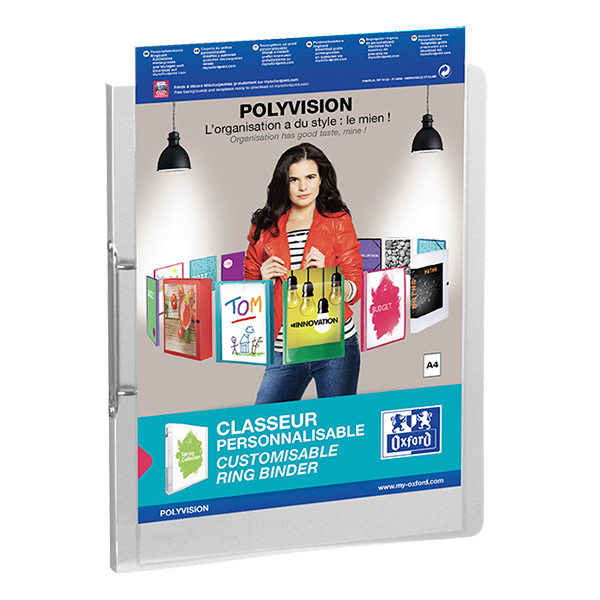 Oxford PolyVision transparent A4 ring binder with 2 O-rings, 25mm 100201408 237563 - 1