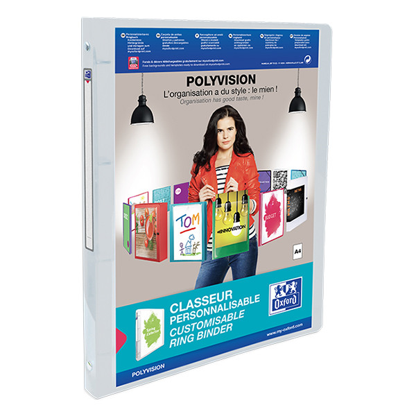 Oxford PolyVision transparent A4 ring binder with 4 O-rings, 15mm 100202277 237564 - 1