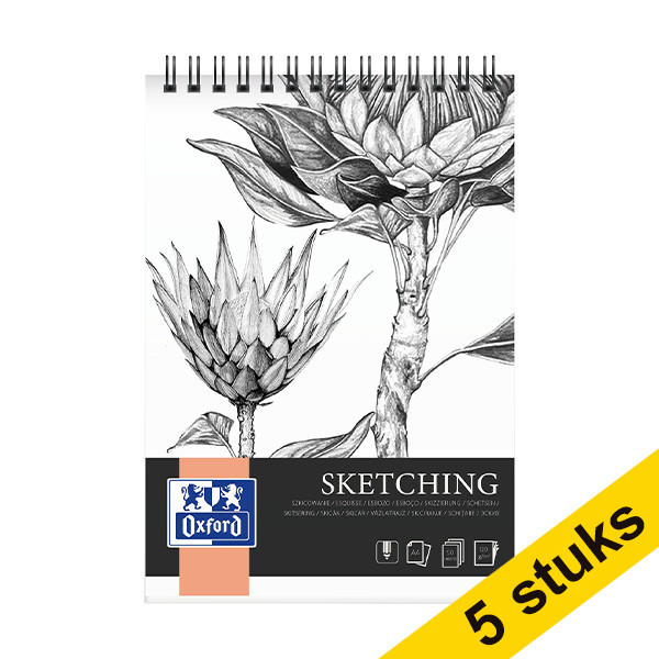 Oxford Sketching A4 spiral sketchpad, 120 grams (50 sheets)(5-pack)  237662 - 1