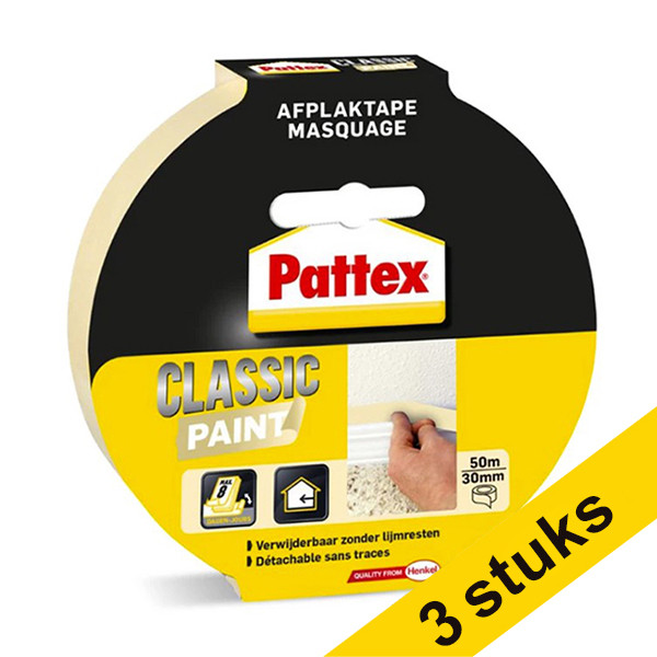 Pattex Classic cream masking tape 30mm x 50m (3-pack)  206274 - 1