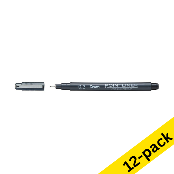 Pentel Black Pointliner S20P fineliner (0.3mm) (12-pack)  210303 - 1