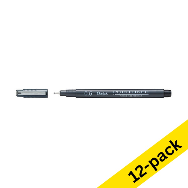 Pentel Black Pointliner S20P fineliner (0.5mm) (12-pack)  210305 - 1