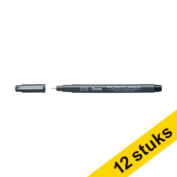 Pentel Pointliner S20P black fineliner (0.03mm) (12-pack)  210310 - 1