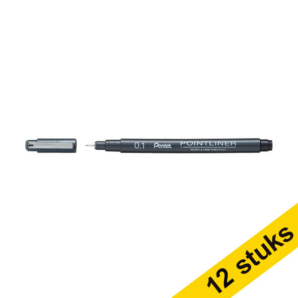 Pentel Pointliner S20P black fineliner (0.1mm) (12-pack)  210301 - 1