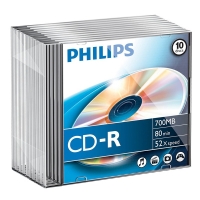 Philips CD-R 80 min. with slimline box (10-pack) CR7D5NS10/00 098000