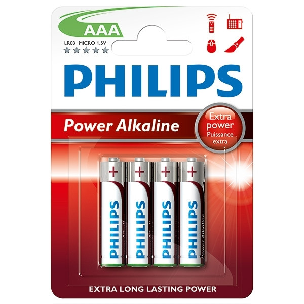 Philips Power Alkaline AAA LR03 batteries (4-pack) LR03P4B/10 098302 - 1