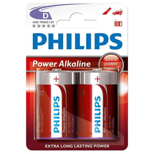 Philips Power Mono Alkaline D LR20 batteries (2-pack) LR20P2B/10 098305 - 1